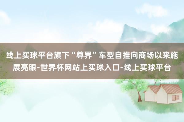 线上买球平台旗下“尊界”车型自推向商场以来施展亮眼-世界杯网站上买球入口-线上买球平台